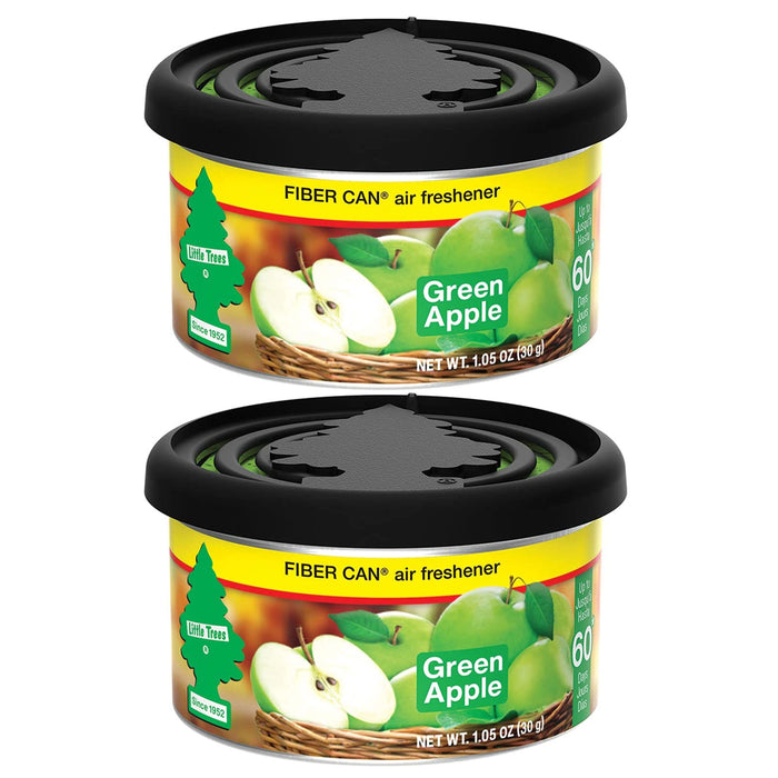 2 Little Trees Fiber Can Green Apple Scent Air Freshener Home Fruit Fragrance