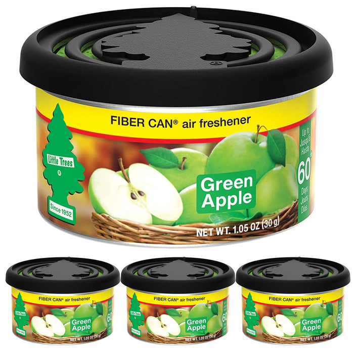 4 Pk Little Trees Green Apple Scented Fiber Can Air Freshener Home Fruit Aroma