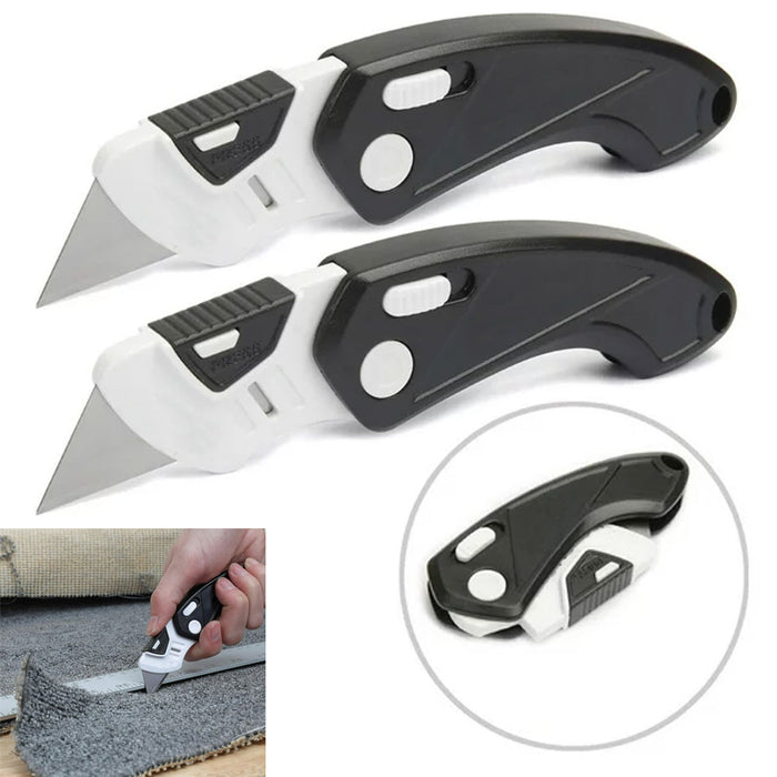 2 Pc Pocket Knives Folding Utility Knife Replaceable Blade Cutter Survival Tool