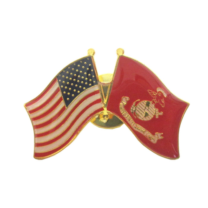1 Pc Marine Corps American Crossed Flags Lapel Pin US Flag Military Veteran USMC