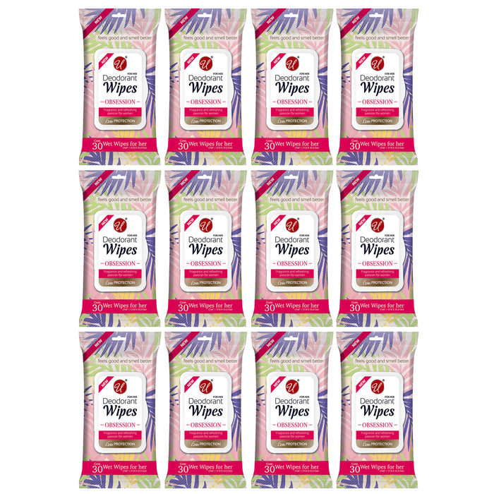 360ct Deodorant Wipes Underarm Cloths 24 Hour Odor Control Aluminum Free 12pack