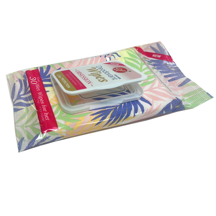 2 Packs Women's Deodorant Wipes Refreshing Moist Body Cleaning Fresh Scent 60 Ct