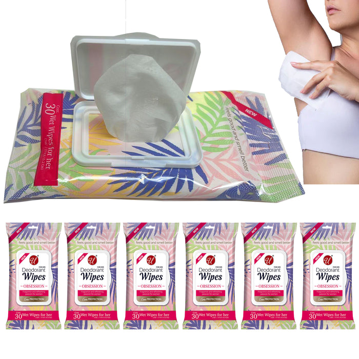 180Ct Women Deodorant Wipes Daily Feminine Cloths Body Face Removes Odor 6 Pack