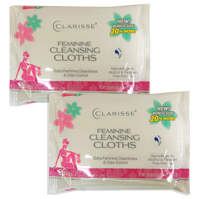 2 Packs Women's Feminine Cloths Cleansing Wipes Moist Towelette Hypoallergenic