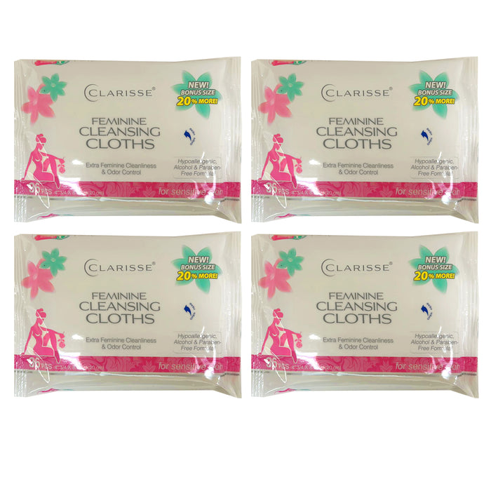 4 Pk Women's Wet Wipes Feminine Cleansing Cloths Moist Towelette Sensitive Skin