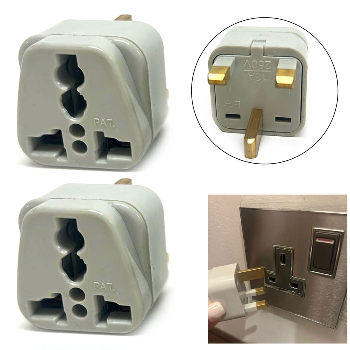 2 Universal Outlet Power Plug Adapter Type G AC Converter Dubai UAE EU AU US UK