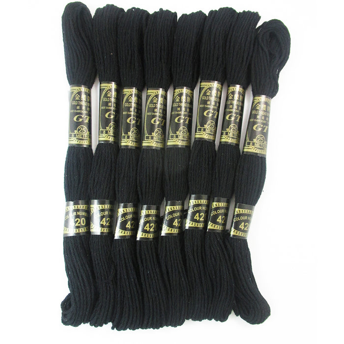 16 Pack Black Stranded Cross Stitch Cotton Embroidery Thread Floss Skeins Sewing
