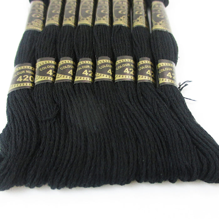 24 Black Stranded Stitch 100% Cotton Embroidery Thread Floss Sewing Skeins Craft