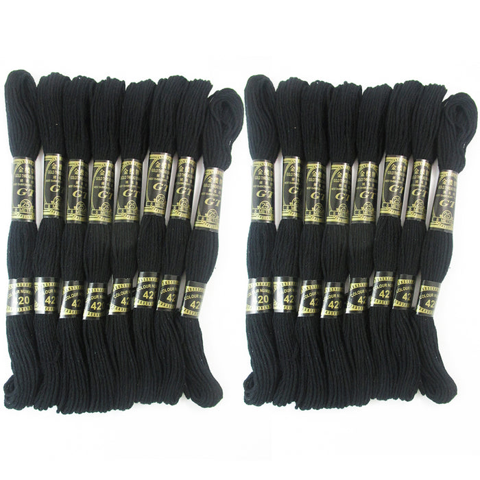 16 Pack Black Stranded Cross Stitch Cotton Embroidery Thread Floss Skeins Sewing