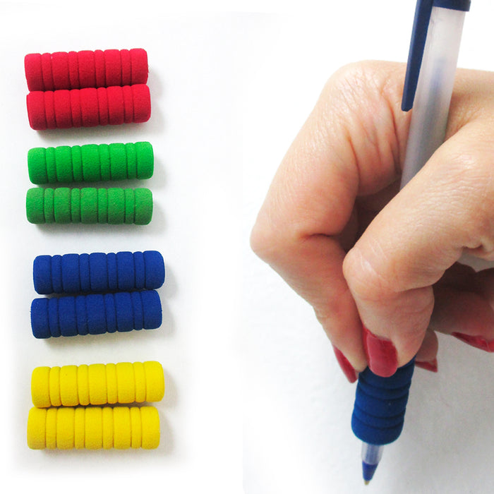 8Pk Groovy Foam Pencil Grips Pen Comfort Soft Sponge Children School Handwriting