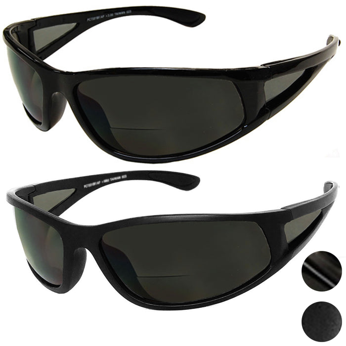 1 Inner Bifocal Sunglasses Wrap Mens Womens UV Sun Fishing Reading Black +2.00