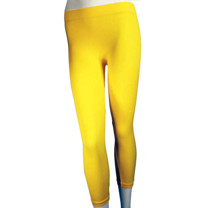 Womens Capri Length Seamless Lightweight Stretch Soft Leggings Tight Yellow