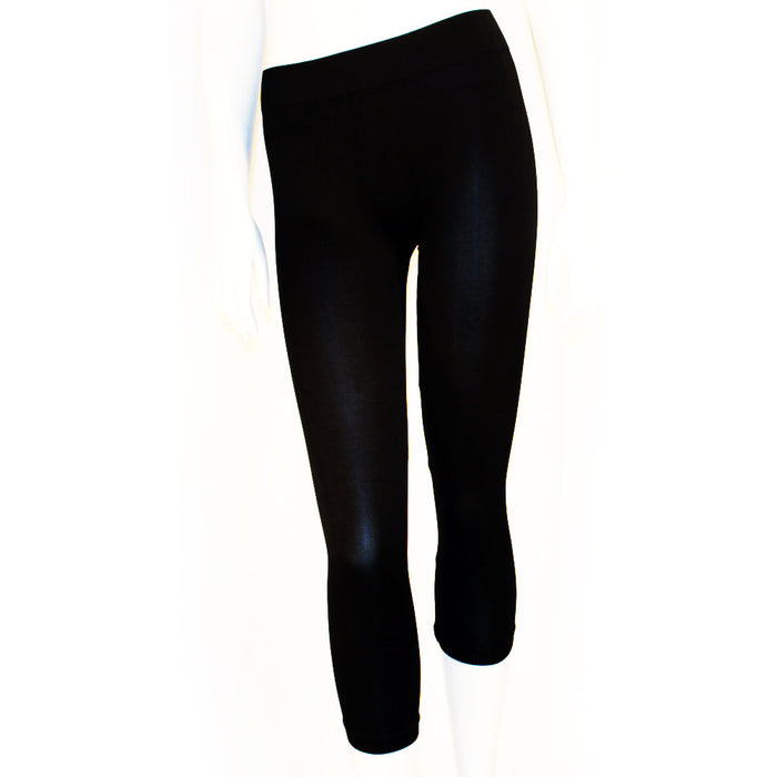 5 Pc Leggings Capri Womens Bottom Seamless Stretch Yoga Pants Exercise Gym Black