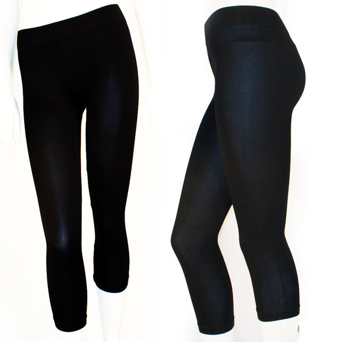 5 Pc Leggings Capri Womens Bottom Seamless Stretch Yoga Pants Exercise Gym Black
