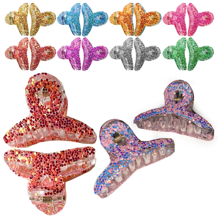 4 Pc Mini Jaw Hair Clips Claw Glitter Multi Colors Hairpin Grip Barrettes Clamps