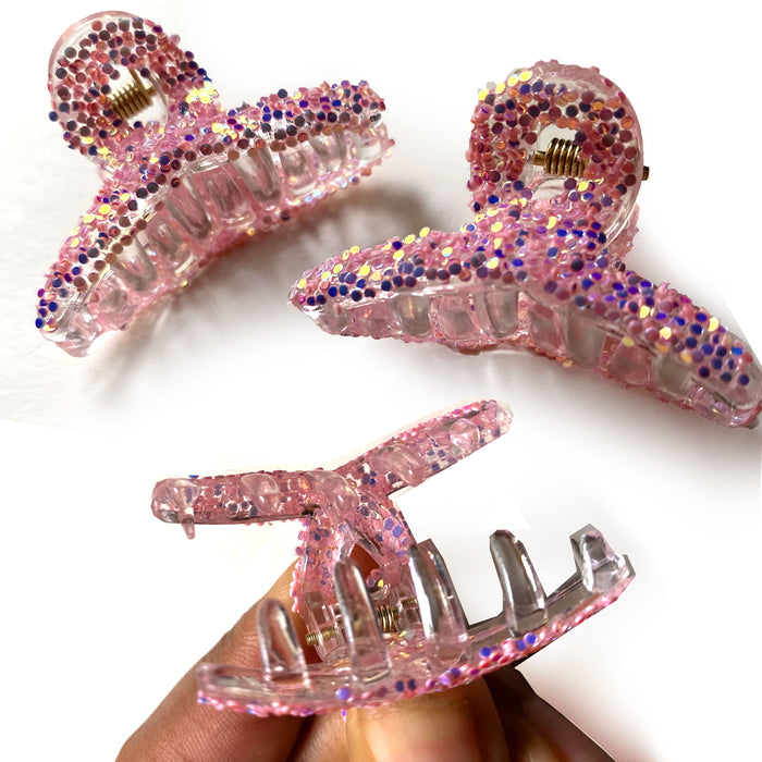 12 Pc Girls Mini Hair Clips Jaw Clamps Claw Glitter Hairpin Barrettes Multicolor