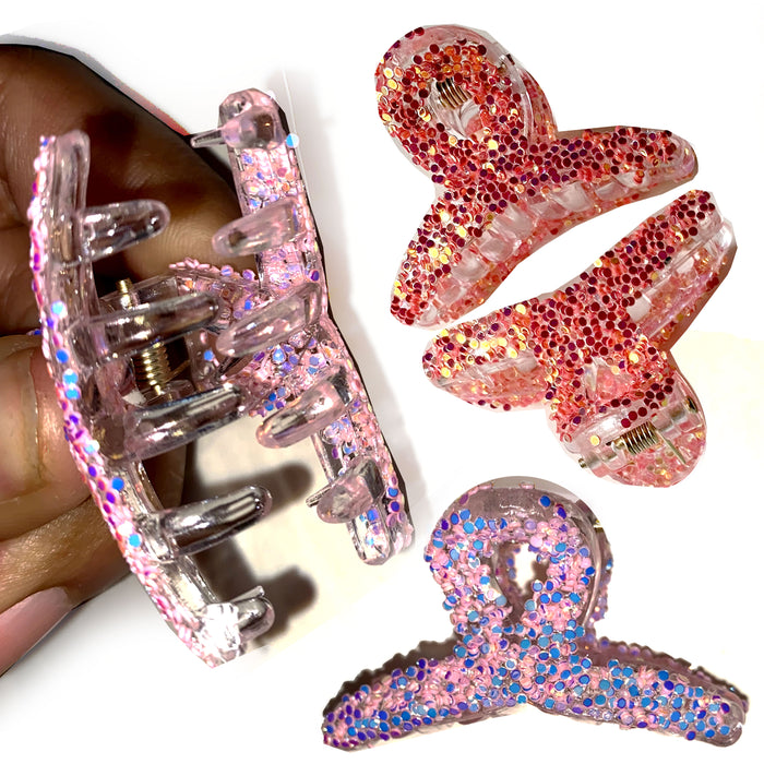 12 Pc Girls Mini Hair Clips Jaw Clamps Claw Glitter Hairpin Barrettes Multicolor