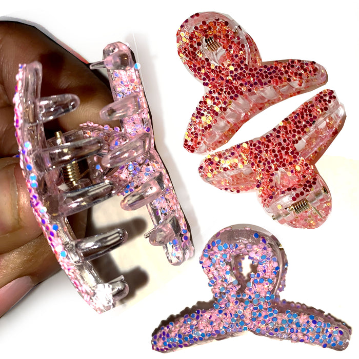 8 Pc Multi Colors Mini Hair Clips Jaw Clamps Claw Glitter Hairpin Grip Barrettes