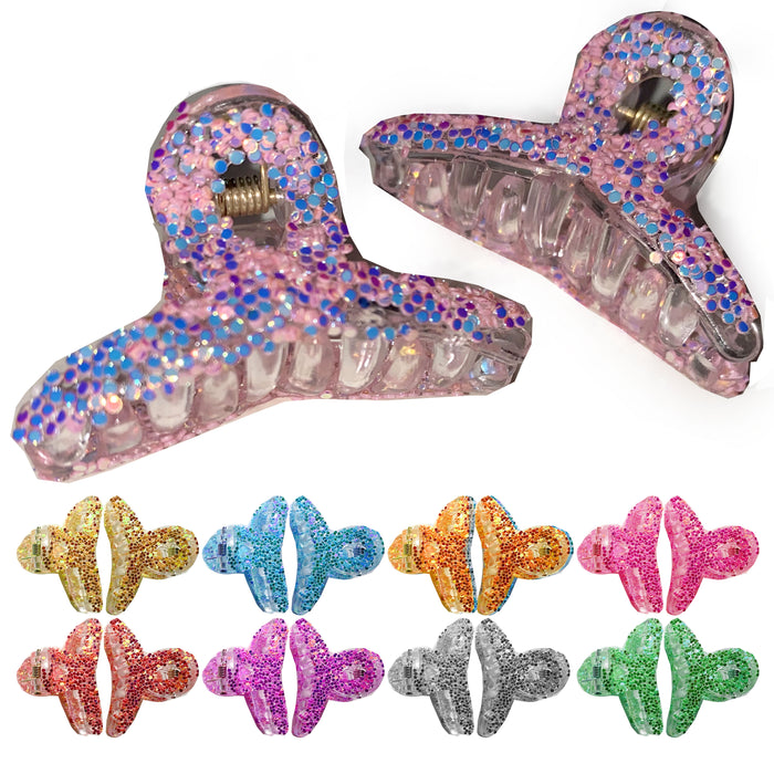 12 Pc Girls Mini Hair Clips Jaw Clamps Claw Glitter Hairpin Barrettes Multicolor