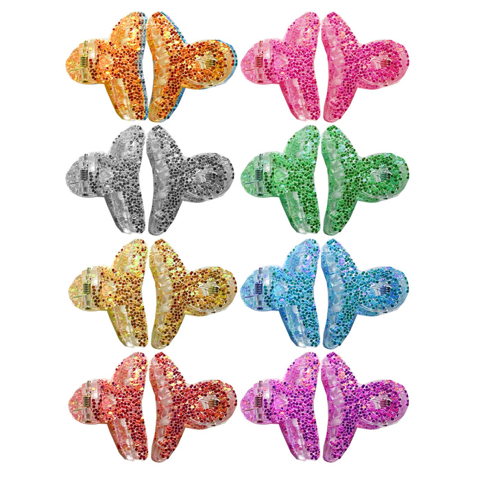 12 Pc Girls Mini Hair Clips Jaw Clamps Claw Glitter Hairpin Barrettes Multicolor