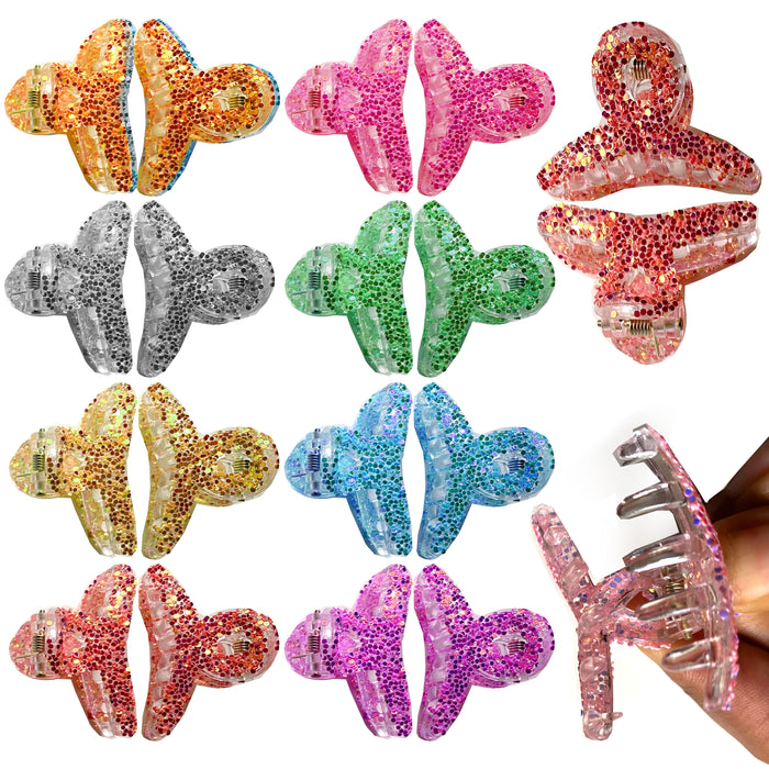 8 Pc Multi Colors Mini Hair Clips Jaw Clamps Claw Glitter Hairpin Grip Barrettes