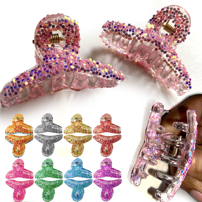20 Pc Girls Glitter Mini Hair Claw Clips Jaw Clamps Hairpin Multicolor Barrettes
