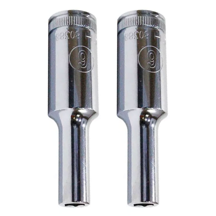 2 Pc 3/8'' Drive 6MM Deep Well Socket 6 Point Metric Chrome Mechanic Ratcheting