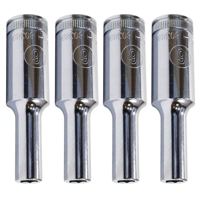 4 Pc 6 Point Deep Well Socket 3/8'' Drive 6MM Metric Chrome Ratcheting Repair
