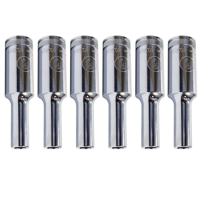 6 Pc Deep Well Metric Socket 6 Point 3/8'' Drive 6MM Chrome Ratcheting Hand Tool