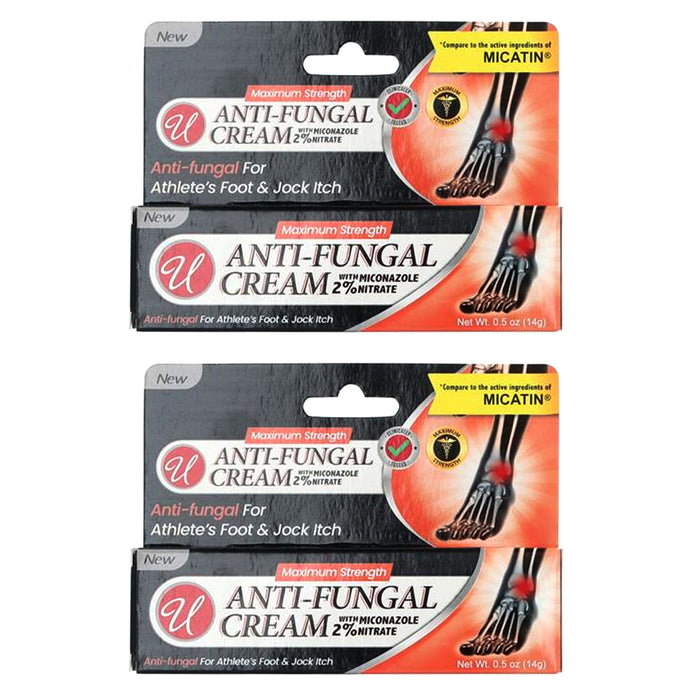 2 Miconazole Nitrate 2% 0.5 Oz Antifungal Cream Athletes Foot Jock Itch Itching
