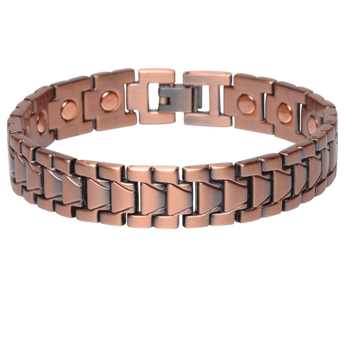 2 Pc Magnetic Solid Copper Link Bracelet Arthritis Therapy Pain Relief Men Women