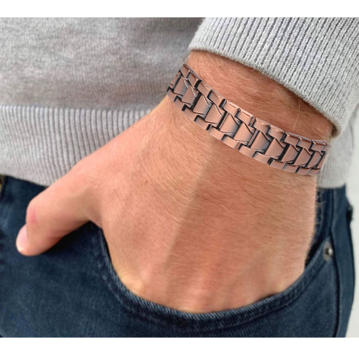 2 Pc Magnetic Solid Copper Link Bracelet Arthritis Therapy Pain Relief Men Women