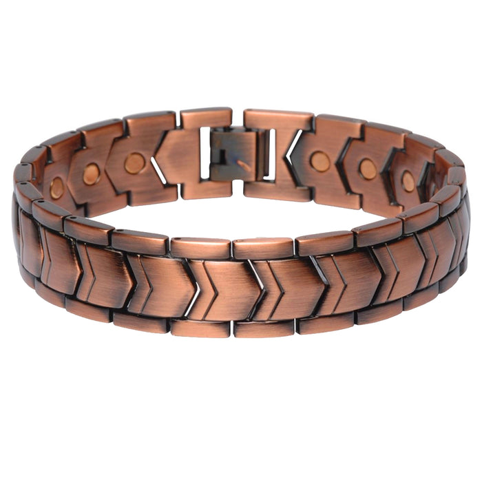 1 Pc Men Solid Copper Link Bracelet Magnetic Healing Arthritis Pain Relief Gift