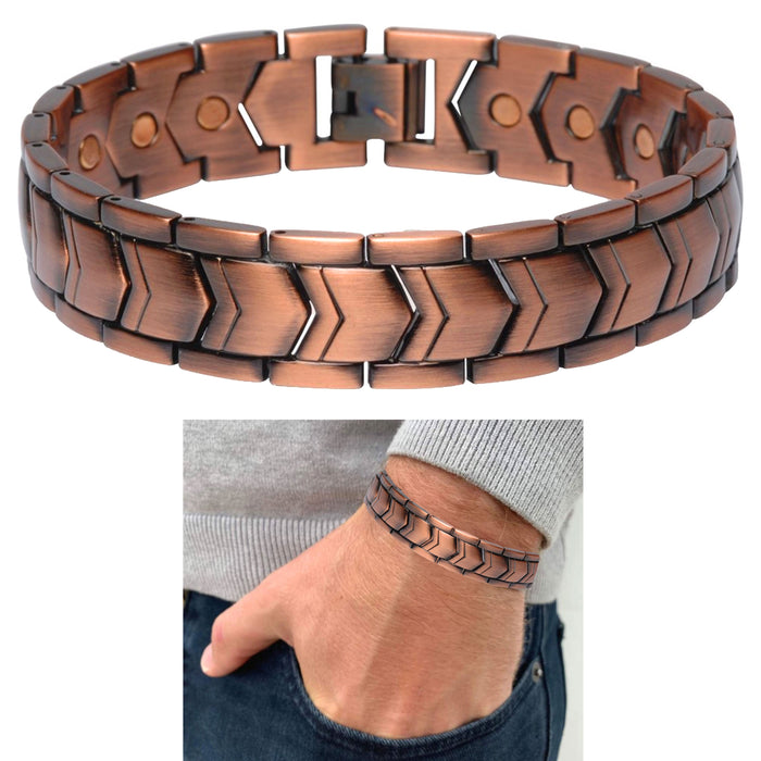 2 Pc Men Healing Magnetic Solid Copper Link Bracelet Arthritis Pain Relief Gift