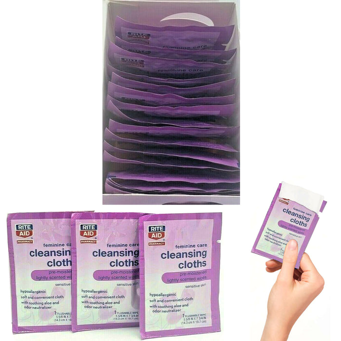 32 Ct Feminine Cloths Cleansing Wipes Individually Wrapped Soft Moist Towelette