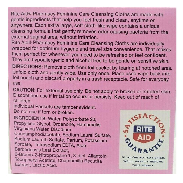 32 Ct Feminine Cloths Cleansing Wipes Individually Wrapped Soft Moist Towelette