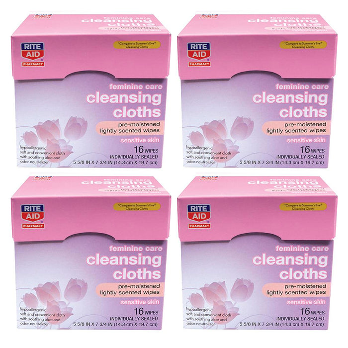 64 Ct Sensitive Gentle Feminine Wipes Cloths Soft Cleansing Individually Wrapped