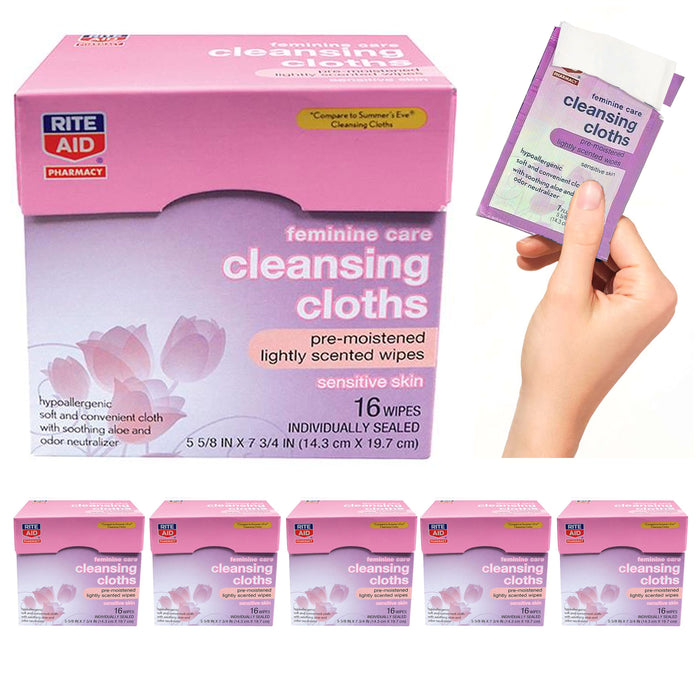 96 Ct Feminine Wipes Sensitive Gentle Cleansing Cloths Soft Premoistened Sealed