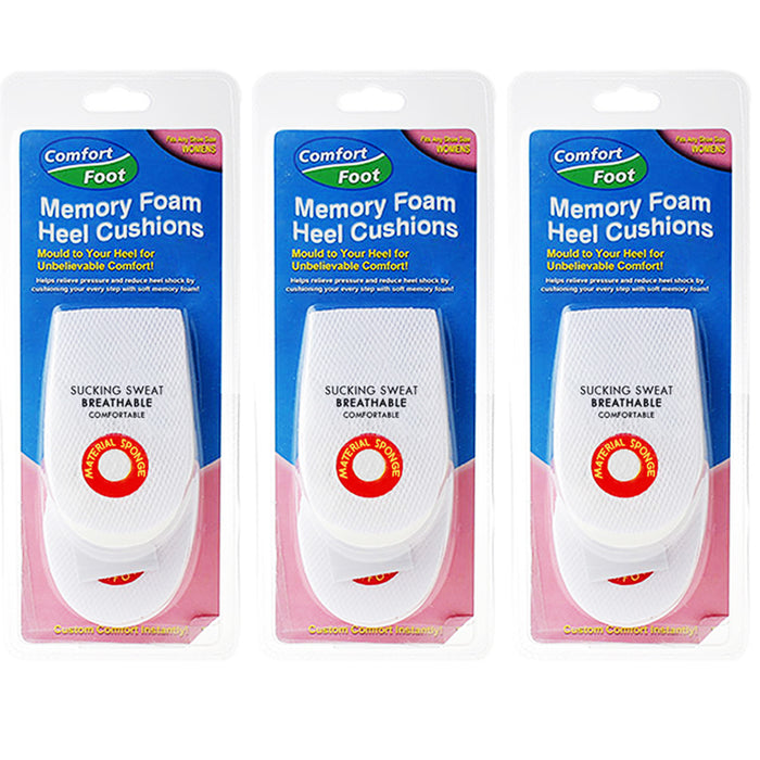 3 Pair Memory Foam Heel Cushion Instant Comfort Remedy Fits Any Shoe Size Womens