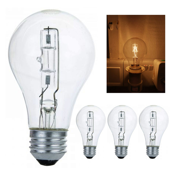4 X Clear 60 Watt A19 Dimmable Warm Halogen Light Fixture Bulb 750 Lumens Bright
