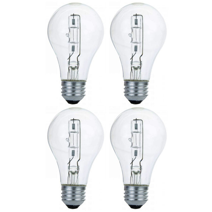4 X Clear 60 Watt A19 Dimmable Warm Halogen Light Fixture Bulb 750 Lumens Bright