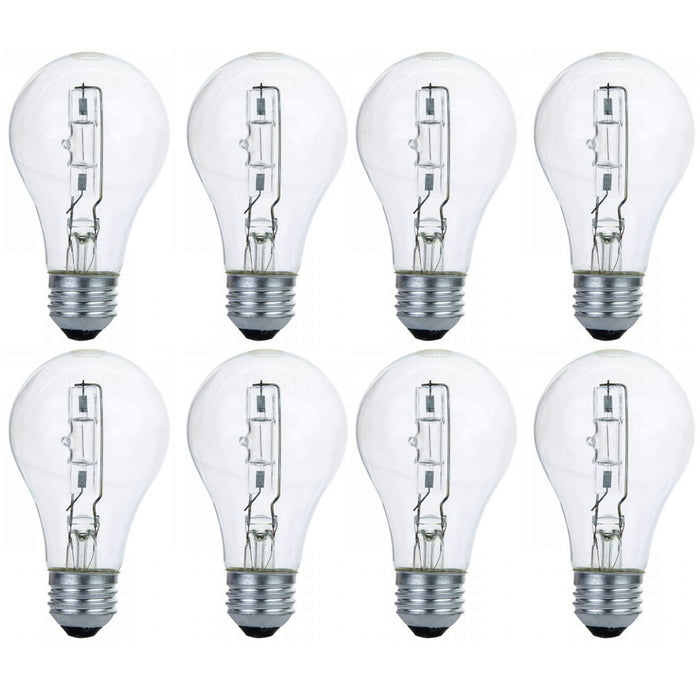 8 X Halogen Light Bulb 60 Watt Clear Dimmable A19 Crystal Bright 750 Lumens Warm