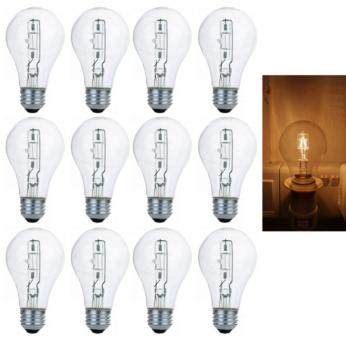 12 Dimmable Halogen Light Bulb 60 Watt Crystal Clear A19 750 Lumens Warm Bright