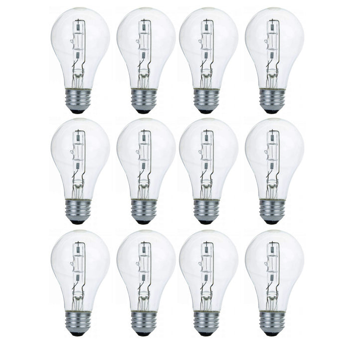 12 Dimmable Halogen Light Bulb 60 Watt Crystal Clear A19 750 Lumens Warm Bright