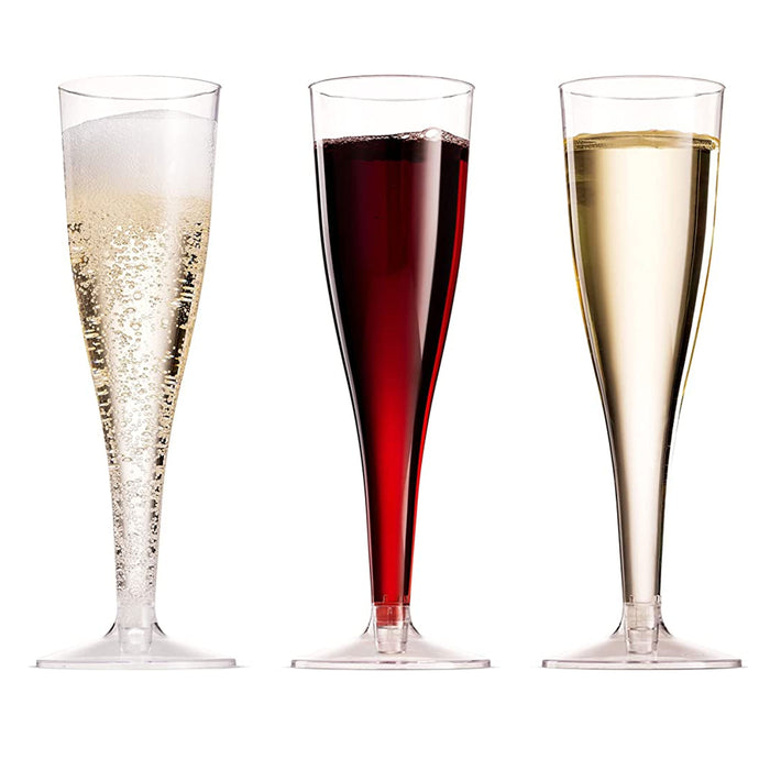 24 Pc Plastic Champagne Flutes Disposable Wine Glasses Mimosa Cups Wedding 6oz