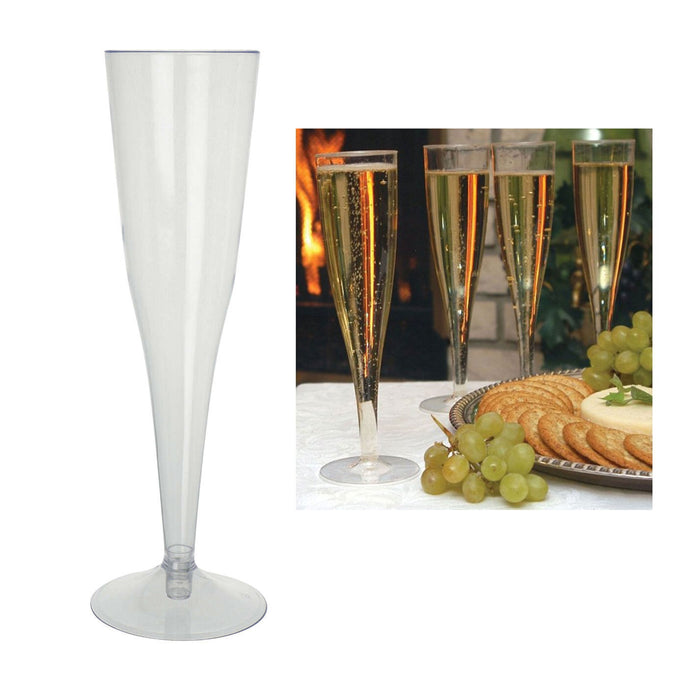 24 Pc Plastic Champagne Flutes Disposable Wine Glasses Mimosa Cups Wedding 6oz