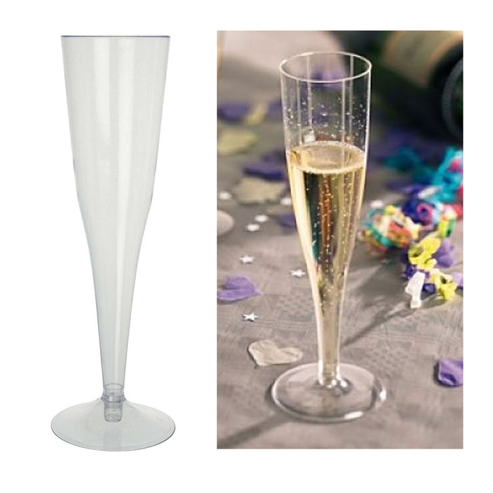 96 Disposable Champagne Flutes Wine Glasses Plastic Cups Mimosa Drinkware 6oz