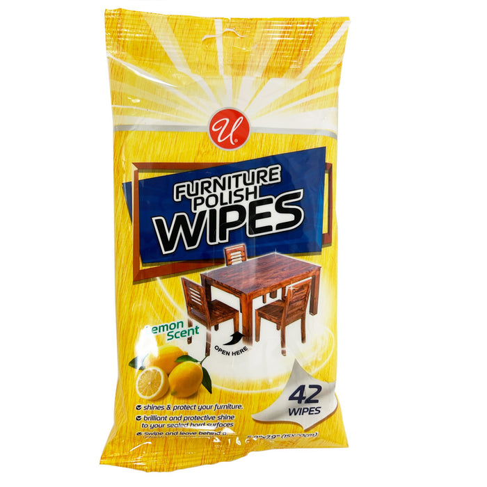 6pk 42ct Wood Cleaner Polishing Wipes Shine Protect Furniture Doors Lemon Scent