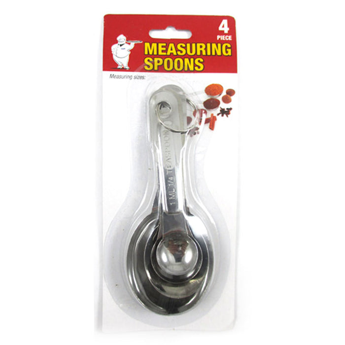 4 Pc Stainless Steel Measuring Spoon Teaspoon Set Scoop Baking Metric Tool New !