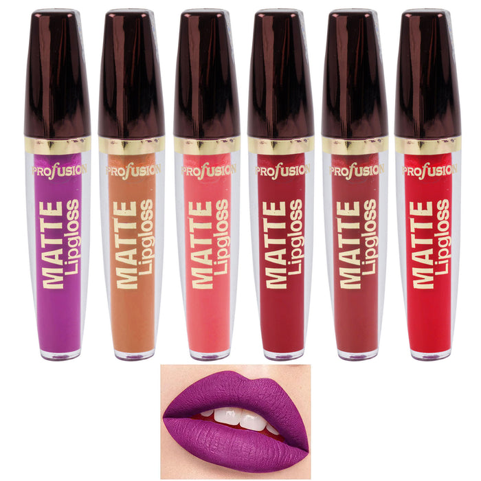 6 Pc Assorted Matte Lip Gloss Lipstick Bold Colors Cream Beauty Cosmetics 0.21oz